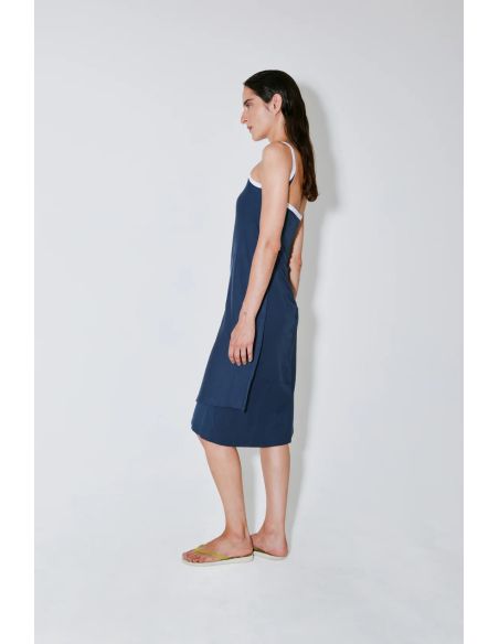 ROISIN CROSSING DRESS DARK BLUE / WHITE
