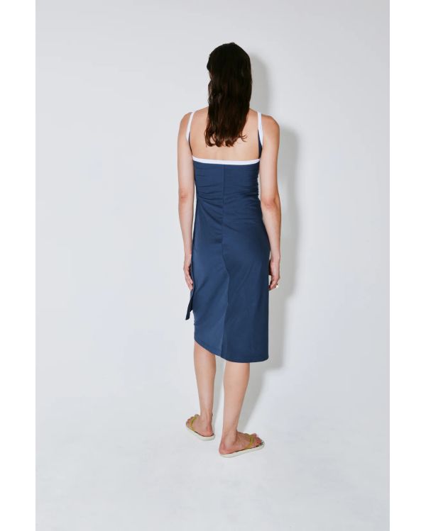 ROBE CROISÉE ROISIN BLEU FONCÉ / BLANC