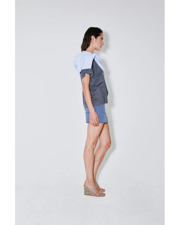 THOAI MIRROR DOUBLE TSHIRT GREY / BLUE STRIPES