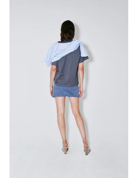THOAI MIRROR DOUBLE TSHIRT GREY / BLUE STRIPES