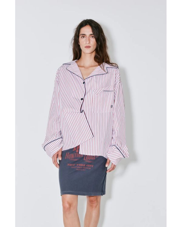 CHEMISE PYJAMA CHRISTINA À RAYURES ROUGES / BLANCHES 2