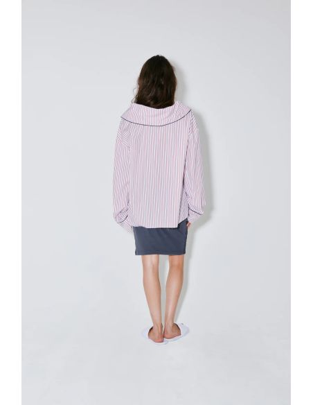 CHRISTINA PYJAMA SHIRT RED WHITE STRIPES