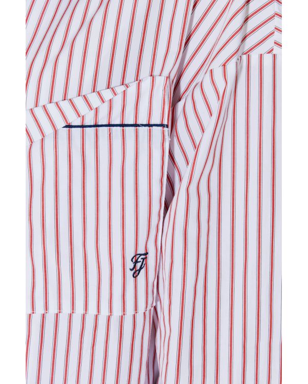 CHRISTINA PYJAMA SHIRT RED WHITE STRIPES