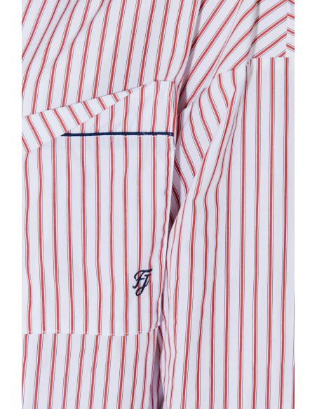 CHEMISE PYJAMA CHRISTINA À RAYURES ROUGES / BLANCHES