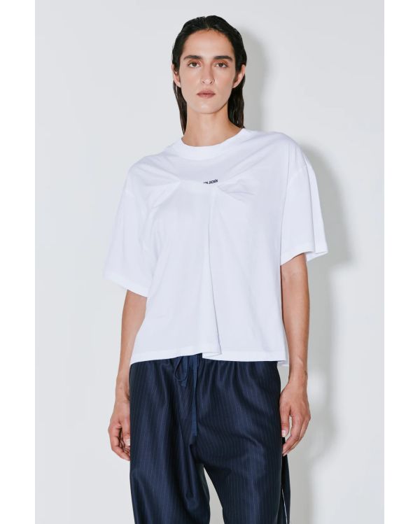 TEMAX PLEATED LOGO TSHIRT WHITE