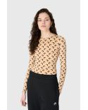 RECYCLED MOON JERSEY SECOND SKIN CREWNECK TOP BEIGE