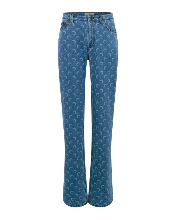 MOON LIGHT BLUE WASH DENIM STRAIGHT JEANS