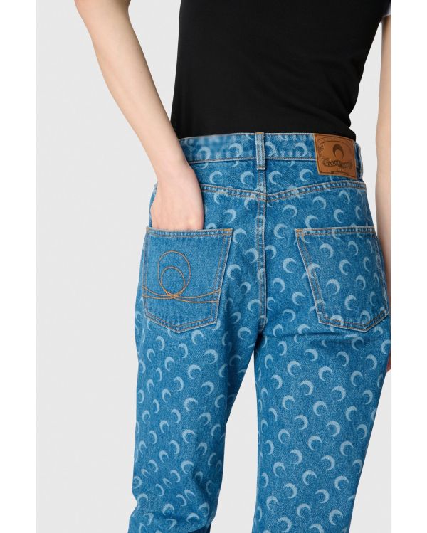 MOON LIGHT BLUE WASH DENIM STRAIGHT JEANS