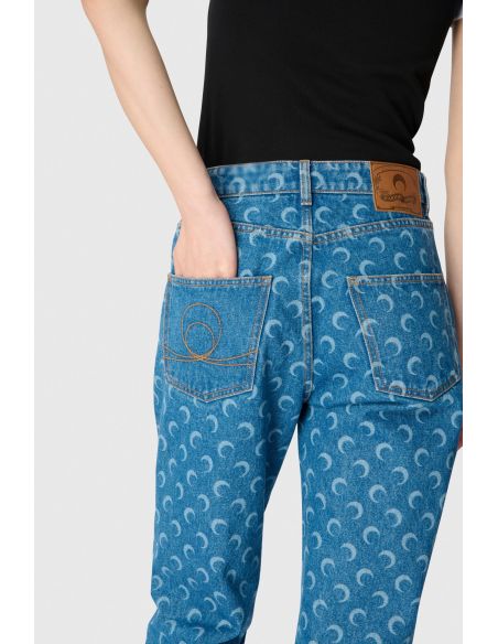 MOON LIGHT BLUE WASH DENIM STRAIGHT JEANS