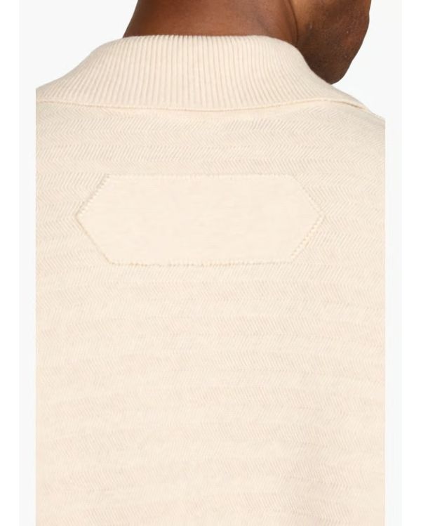 THE LIGHT BEIGE HERRINGBONE KNIT POLO SHIRT
