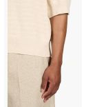 THE LIGHT BEIGE HERRINGBONE KNIT POLO SHIRT