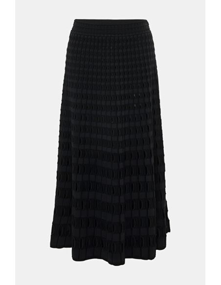 JUPE MIDI DRUE MAILLE OEILLETS NOIR