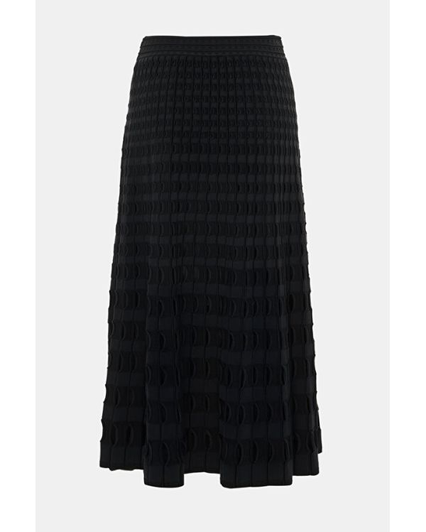 DRUE EYELET KNIT MIDI SKIRT BLACK 2