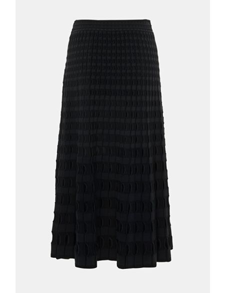 JUPE MIDI DRUE MAILLE OEILLETS NOIR
