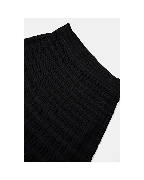 JUPE MIDI DRUE MAILLE OEILLETS NOIR