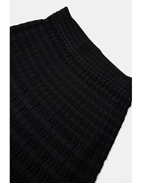 JUPE MIDI DRUE MAILLE OEILLETS NOIR