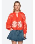 CHEMISIER MANCHES LONGUES SERAFINA BRODÉ ROUGE POPPY