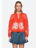 SERAFINA EMBROIDERY LONG SLEEVES BLOUSE POPPY RED