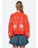 SERAFINA EMBROIDERY LONG SLEEVES BLOUSE POPPY RED