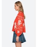 SERAFINA EMBROIDERY LONG SLEEVES BLOUSE POPPY RED