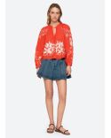 CHEMISIER MANCHES LONGUES SERAFINA BRODÉ ROUGE POPPY