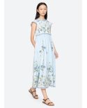 ROBE AUDRA BRODÉ MIDI BLEU