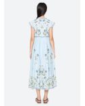 ROBE AUDRA BRODÉ MIDI BLEU