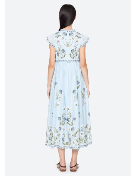 AUDRA EMBROIDERY MIDI DRESS BLUE