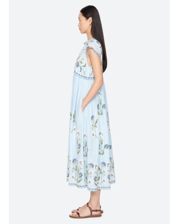 AUDRA EMBROIDERY MIDI DRESS BLUE