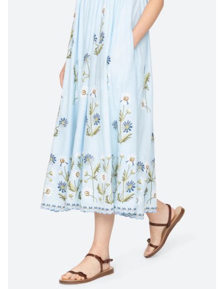 AUDRA EMBROIDERY MIDI DRESS BLUE