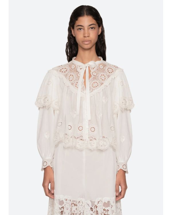 SOFIA EMBROIDERY LONG SLEEVES TOP CREAM
