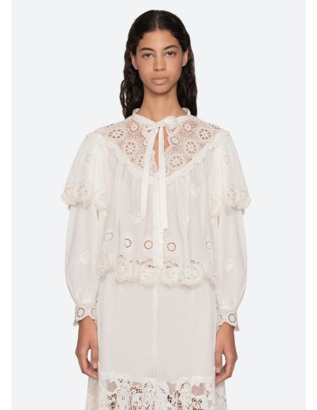 SOFIA EMBROIDERY LONG SLEEVES TOP CREAM