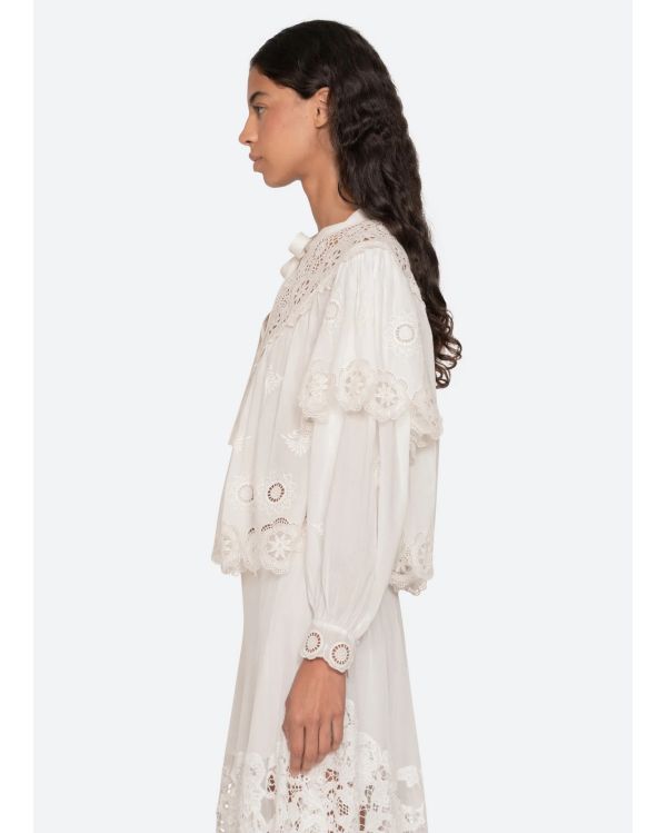 SOFIA EMBROIDERY LONG SLEEVES TOP CREAM