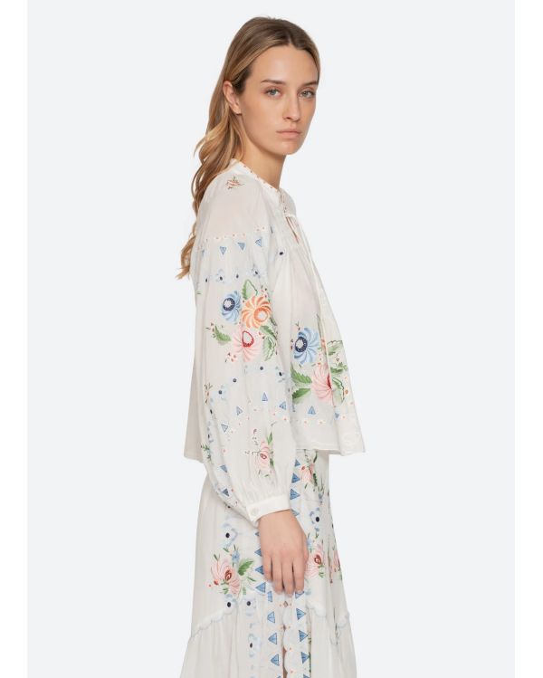 SERAFINA EMBROIDERY LONG SLEEVES BLOUSE CREAM