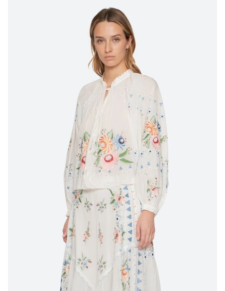 SERAFINA EMBROIDERY LONG SLEEVES BLOUSE CREAM