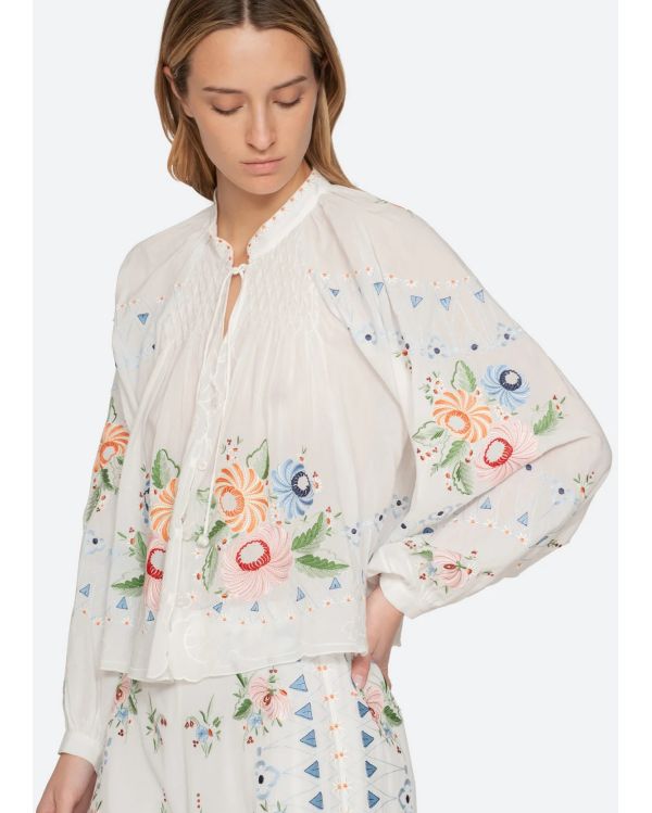 SERAFINA EMBROIDERY LONG SLEEVES BLOUSE CREAM