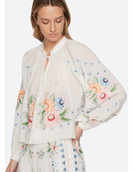 SERAFINA EMBROIDERY LONG SLEEVES BLOUSE CREAM