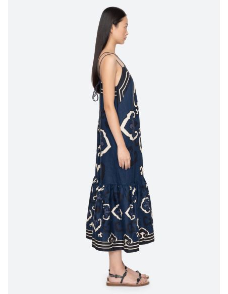 BLAISE SPAGHETTI STRAP MIDI DRESS NAVY
