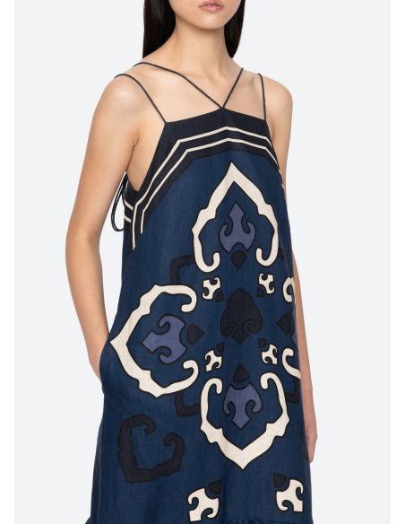 BLAISE SPAGHETTI STRAP MIDI DRESS NAVY