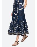 ROBE BLAISE MIDI BRETELLES FINES BLEU MARINE