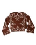 TOP FRANCES L/SLV FLORAL EMBROIDERY BROWN