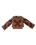 TOP FRANCES L/SLV FLORAL EMBROIDERY MARRON