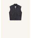 VESTE BOMBER SANS MANCHES DENIM BRUT