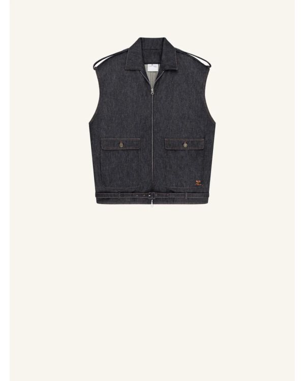 SLEEVELESS DENIM BOMBER JACKET BRUT