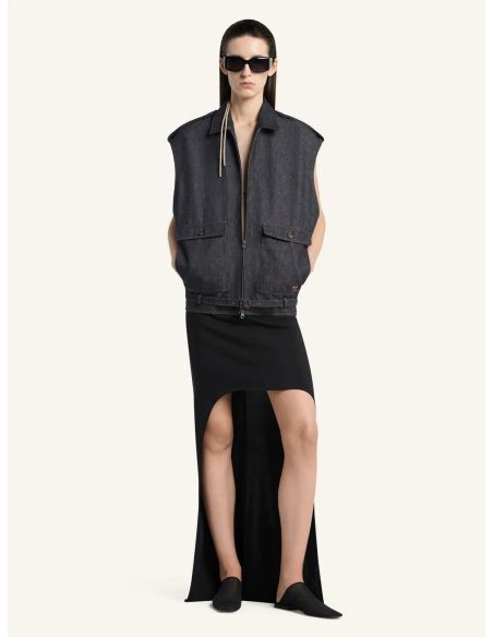 VESTE BOMBER SANS MANCHES DENIM BRUT