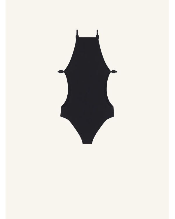 BUCKLE CUT-OUT SWIMSUIT BLACK