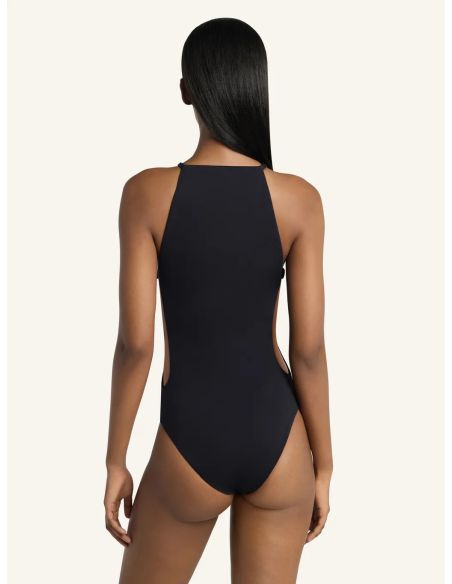 BUCKLE CUT-OUT SWIMSUIT BLACK