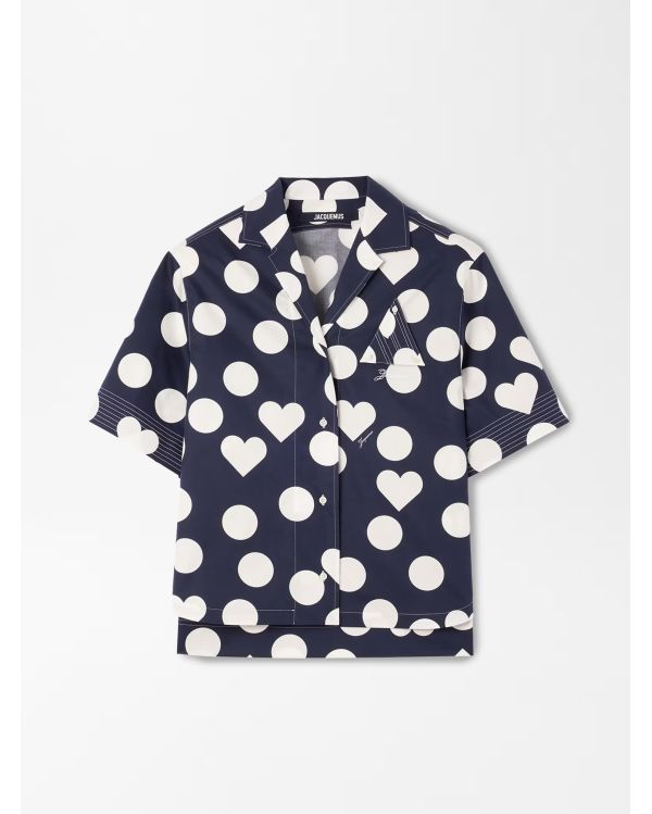 THE MARIN SHIRT PRINTS DOTS NAVY HEART