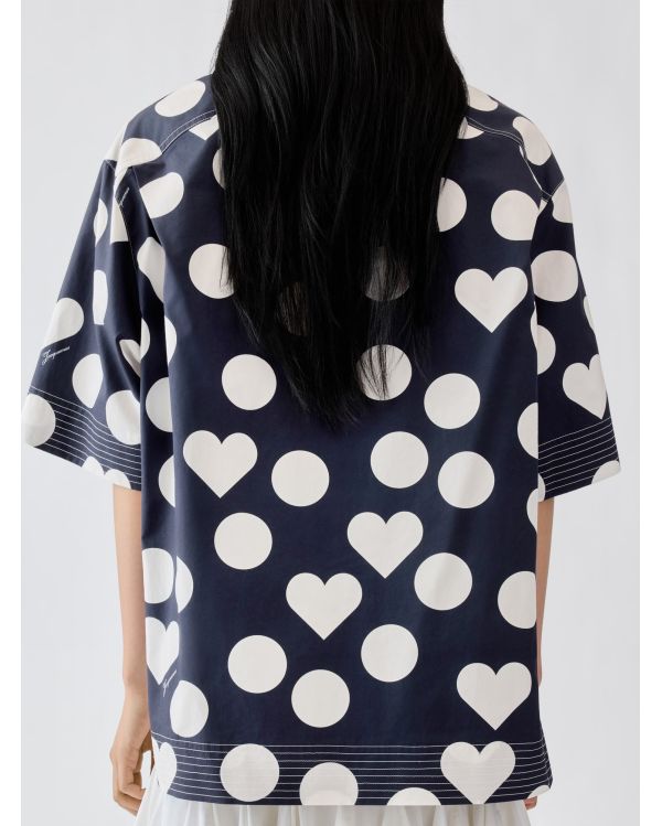 LA CHEMISE MARIN IMPRIMÉ À POIS ET CŒURS BLEU MARINE