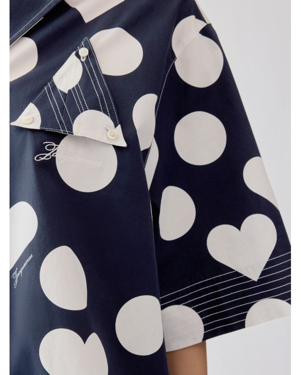 THE MARIN SHIRT PRINTS DOTS NAVY HEART